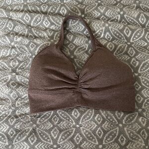 Brown Ruched Front sports bra